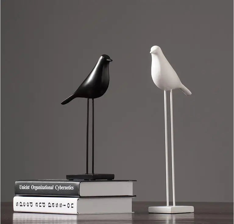 Escultura Ornamental de Pássaros em Resina