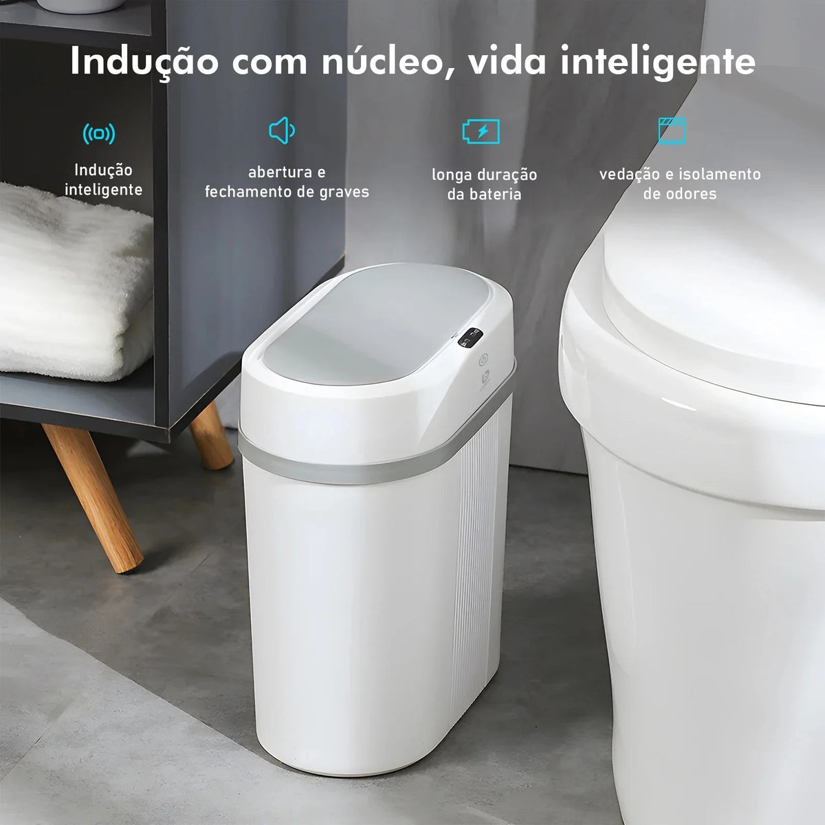 Lixeira para Banheiro e Cozinha com Sensor Inteligente