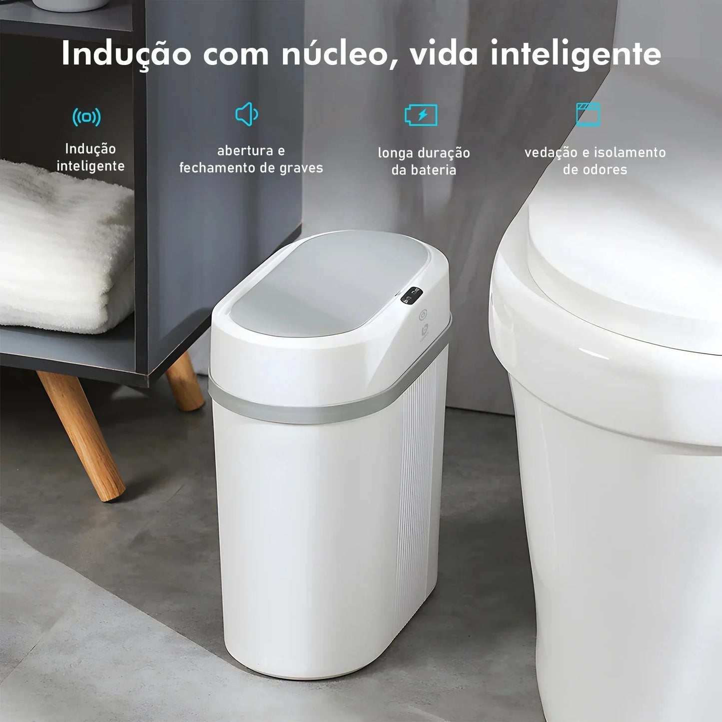 Lixeira para Banheiro e Cozinha com Sensor Inteligente