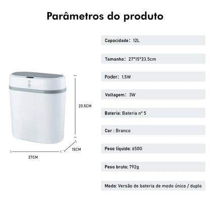 Lixeira para Banheiro e Cozinha com Sensor Inteligente