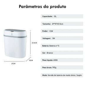 Lixeira para Banheiro e Cozinha com Sensor Inteligente